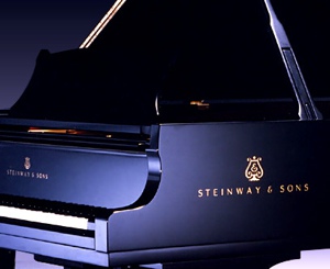 steinway grand piano in black polyester