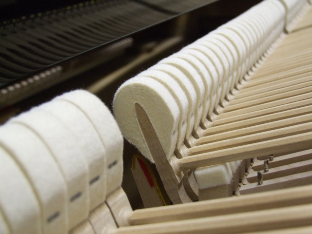 hammers inside a yamaha upright action