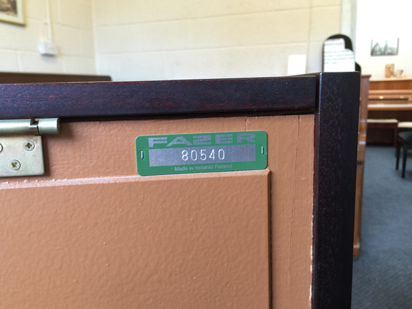 fazer piano serial numbers location on an upright piano