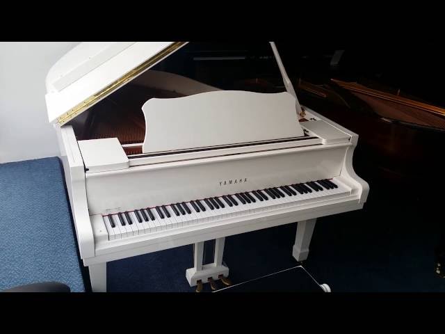 White Yamaha grand piano