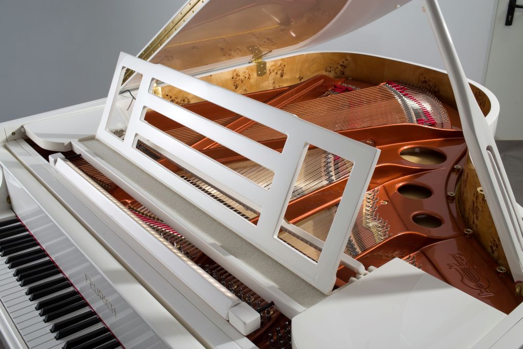 white feurich 179 grand piano