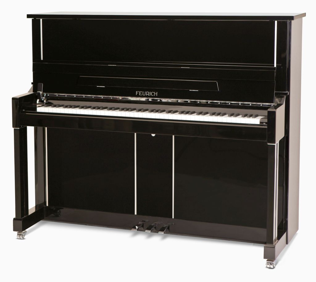 feurich 125 upright piano in black