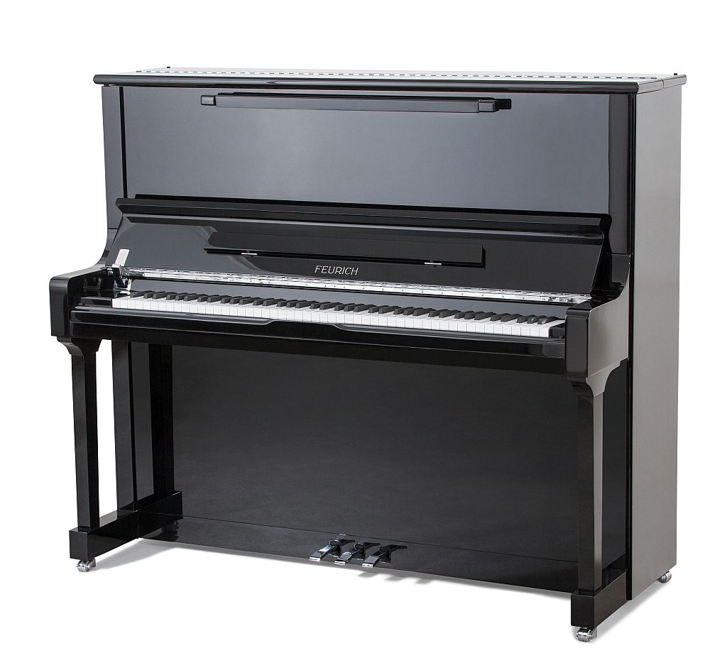 feurich 133 upright piano in black