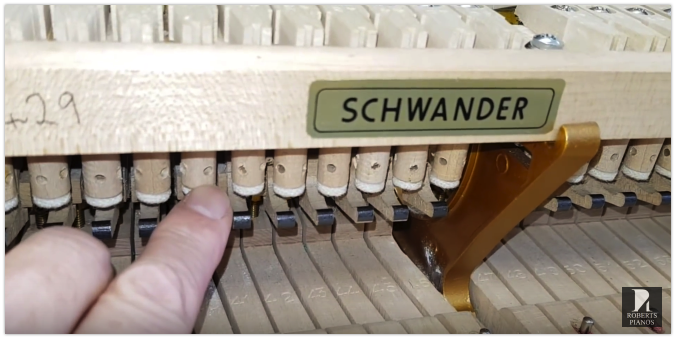 Grand piano let-off regulation