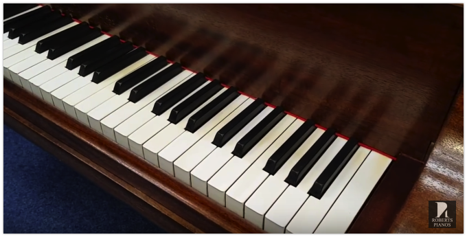 Piano keys on a Steinway model M grand piano